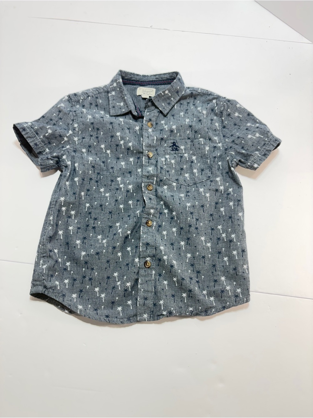 Original Penguin Boys Palm Tree Button Down Shirt 7Y